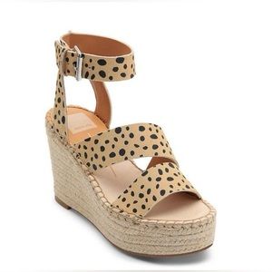 Dolce Vita Tan & Black Leopard Espadrille Wedge Sandals